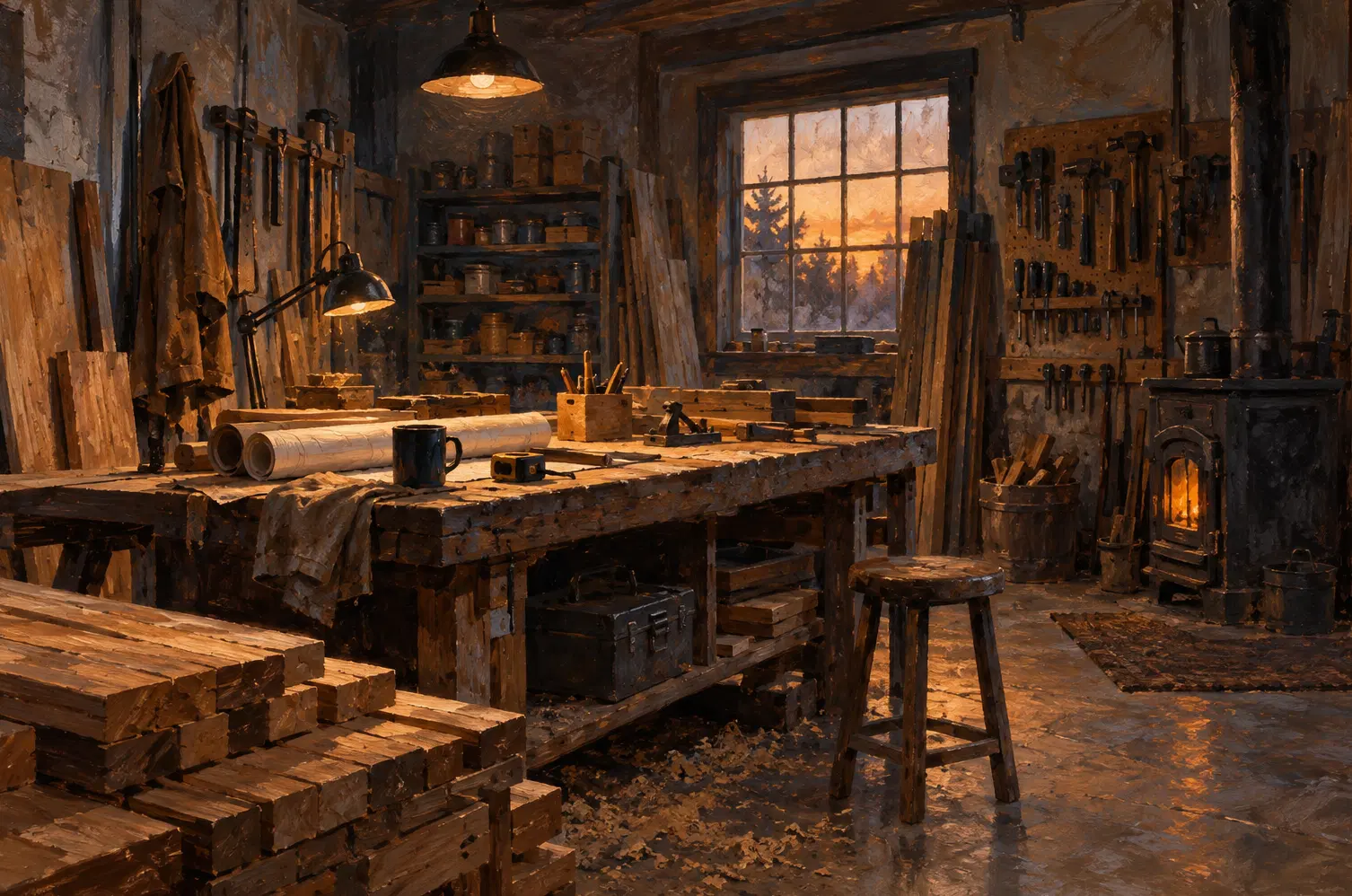 Illustration of construction businesses and their working space